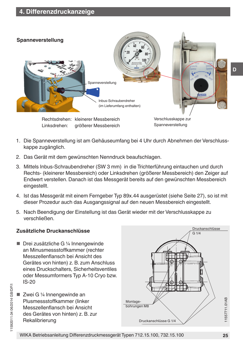 Differenzdruckanzeige | WIKA 732.15.100 User Manual | Page 25 / 68