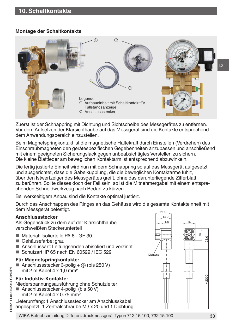 Schaltkontakte | WIKA 732.15.100 User Manual | Page 33 / 68