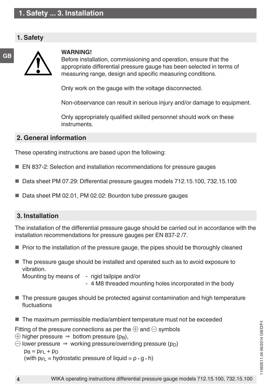 Safety . installation | WIKA 732.15.100 User Manual | Page 4 / 68