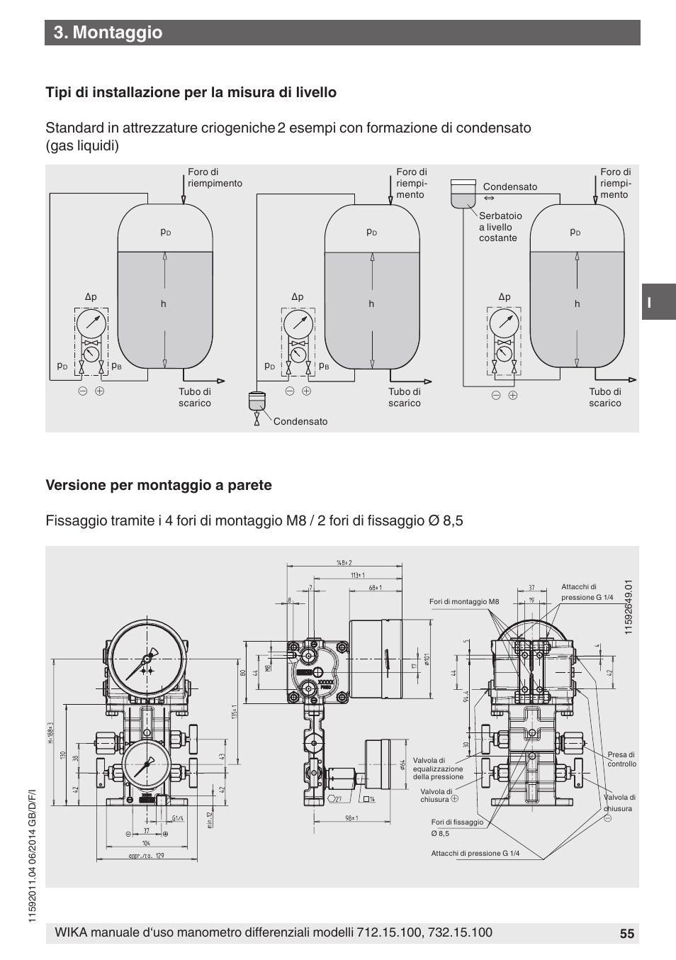 Montaggio | WIKA 732.15.100 User Manual | Page 55 / 68