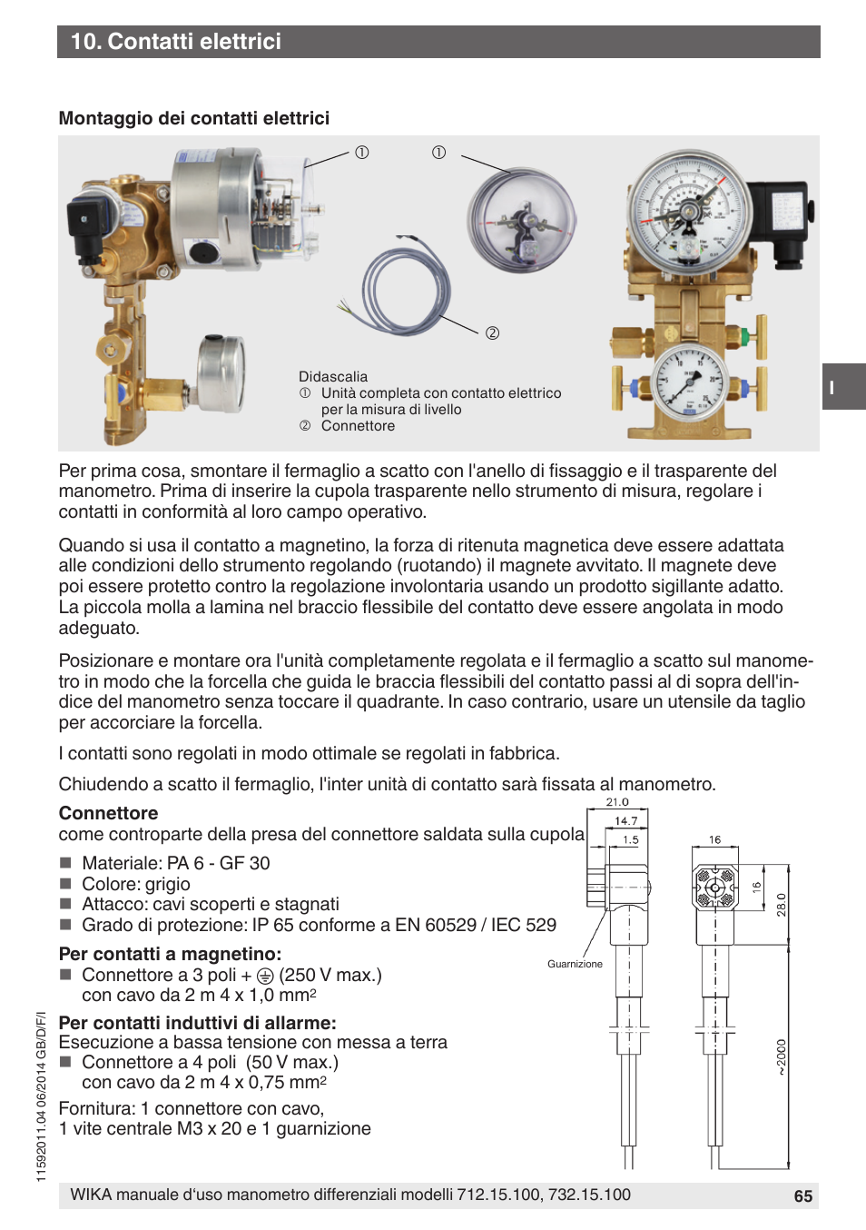 Contatti elettrici | WIKA 732.15.100 User Manual | Page 65 / 68