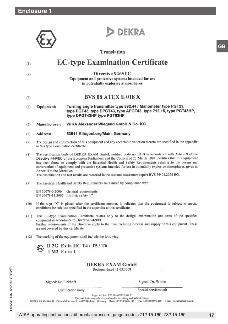 Enclosure 1 | WIKA 732.15.160 User Manual | Page 17 / 68