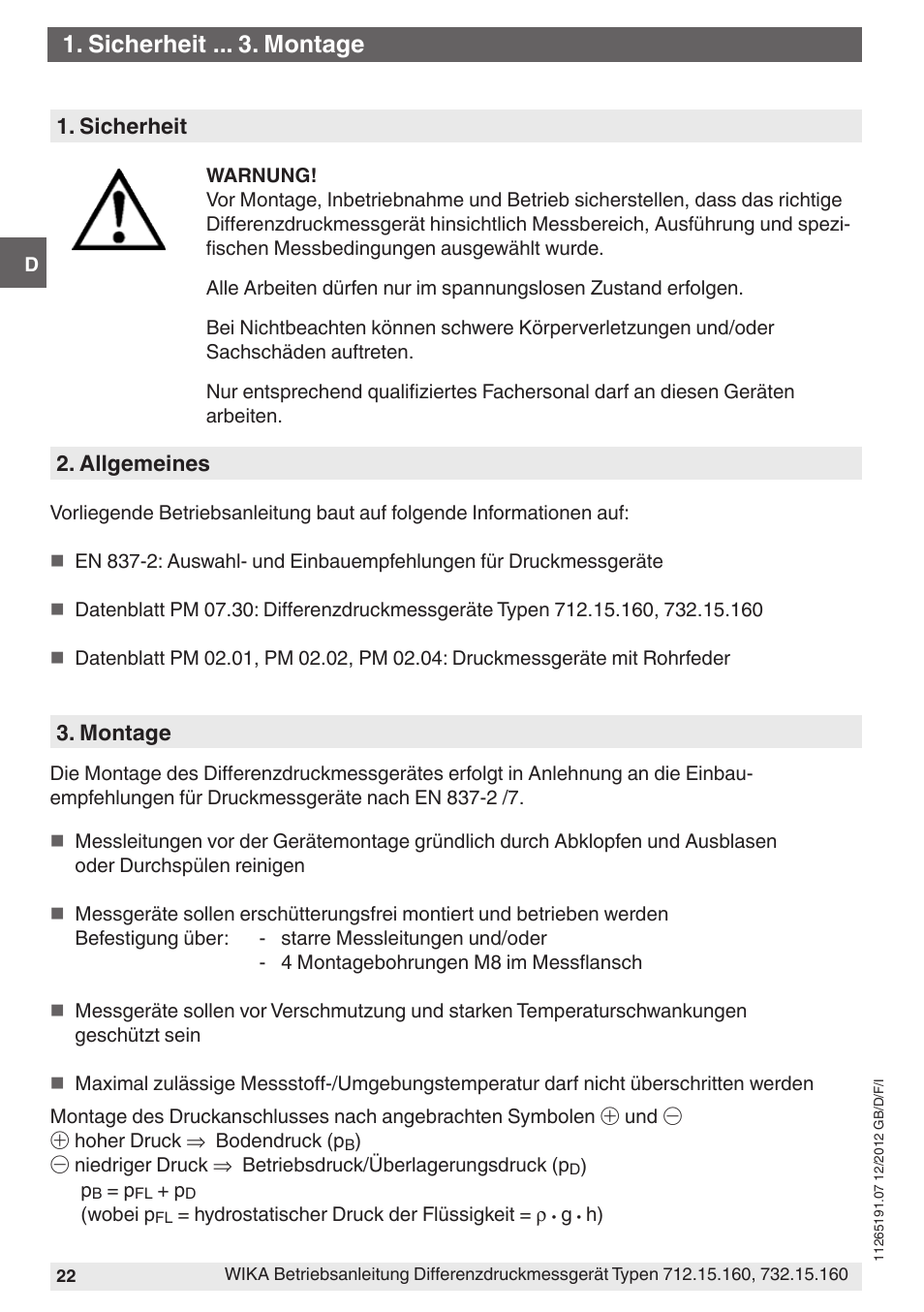 Sicherheit . montage | WIKA 732.15.160 User Manual | Page 22 / 68