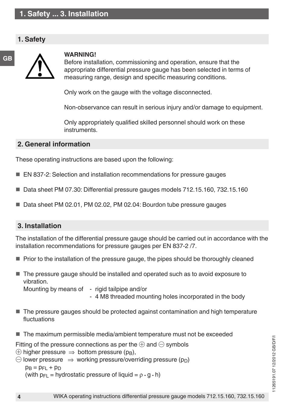 Safety . installation | WIKA 732.15.160 User Manual | Page 4 / 68