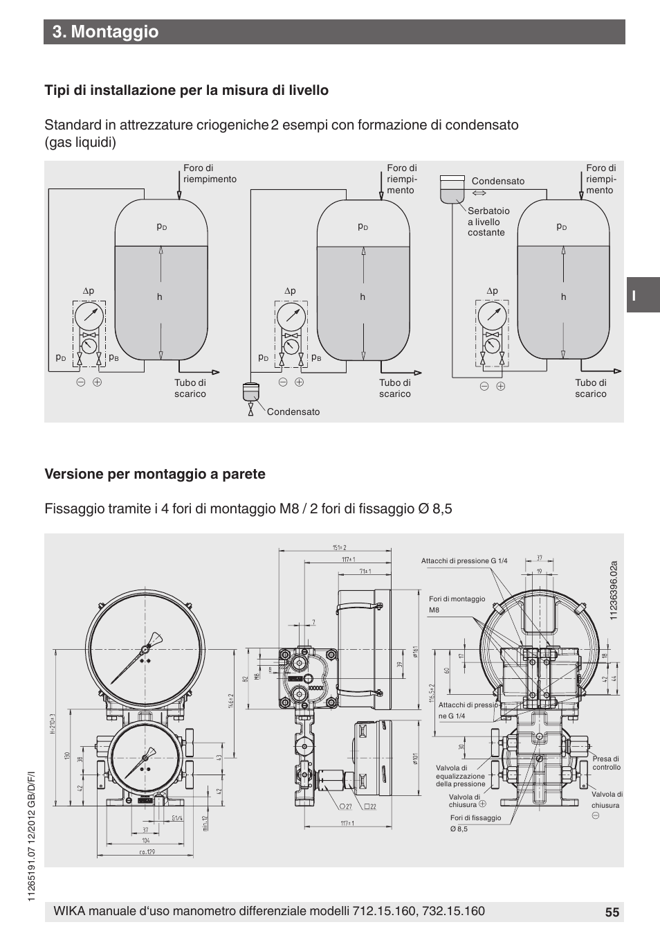 Montaggio | WIKA 732.15.160 User Manual | Page 55 / 68