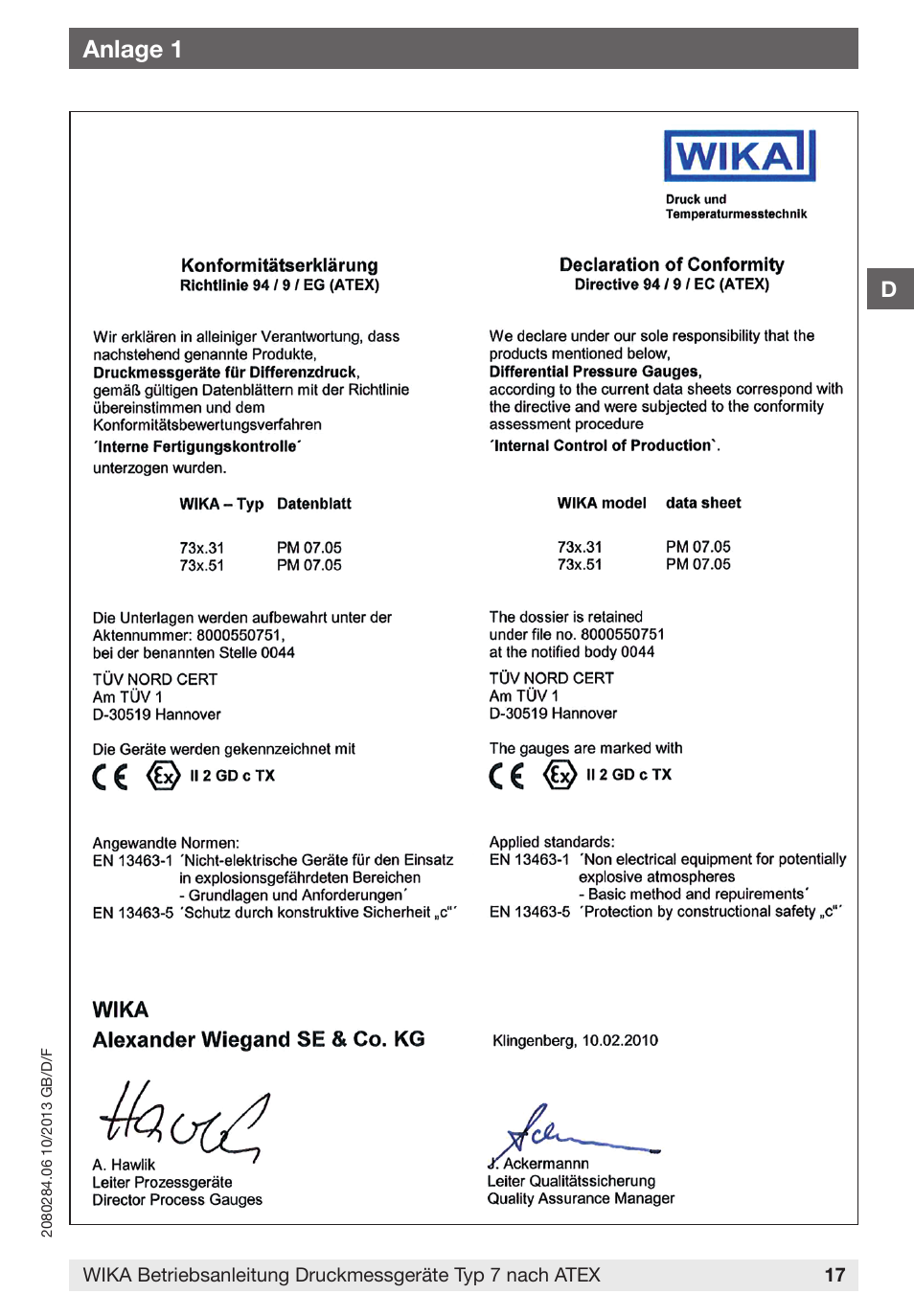 Anlage 1 | WIKA 762.14 User Manual | Page 17 / 28