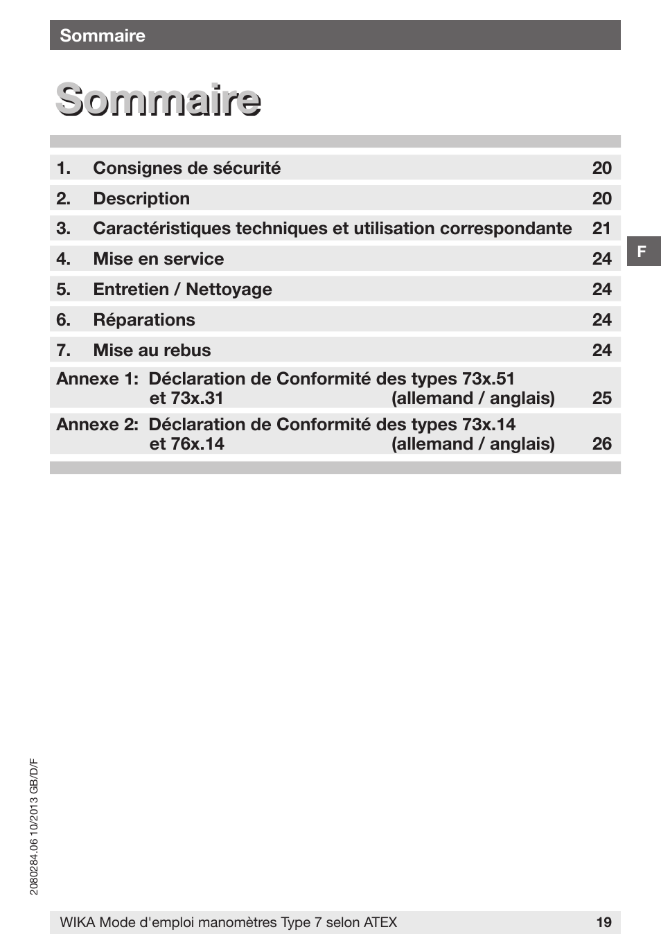 Sommaire | WIKA 762.14 User Manual | Page 19 / 28