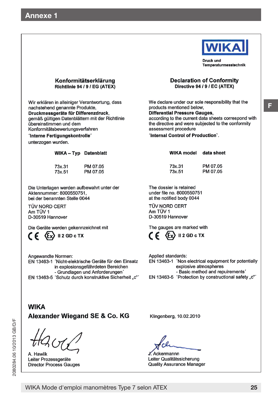 Annexe 1 | WIKA 762.14 User Manual | Page 25 / 28