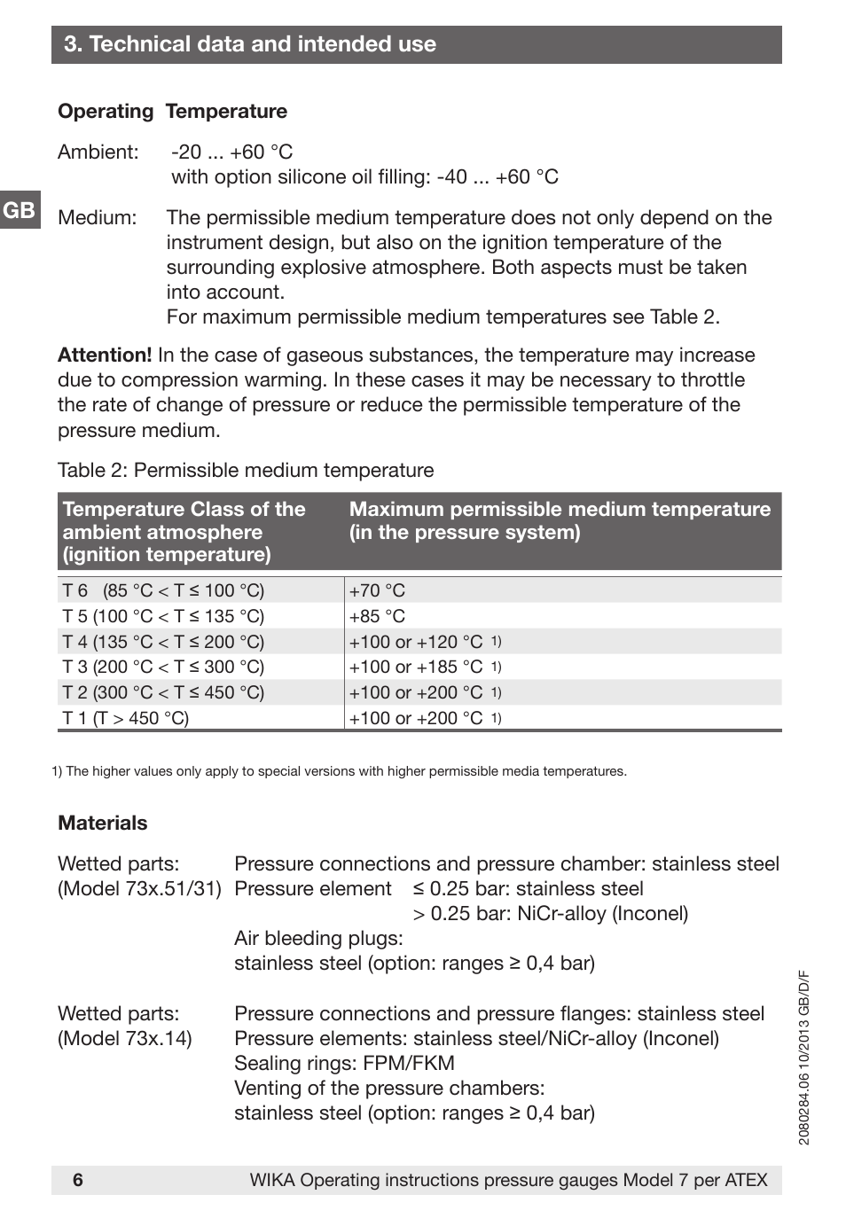 Technical data and intended use | WIKA 762.14 User Manual | Page 6 / 28