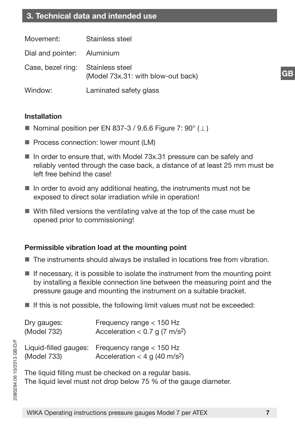 Technical data and intended use | WIKA 762.14 User Manual | Page 7 / 28