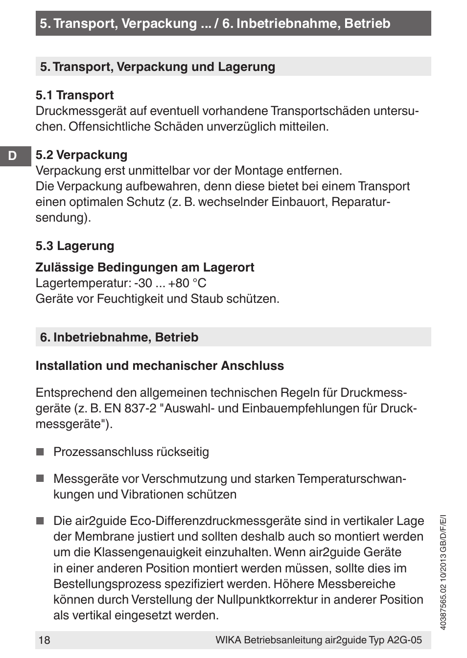 WIKA A2G-05 User Manual | Page 18 / 52