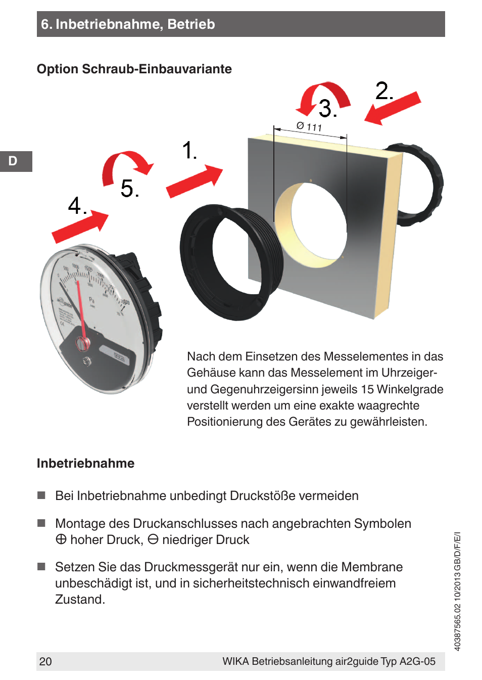 WIKA A2G-05 User Manual | Page 20 / 52