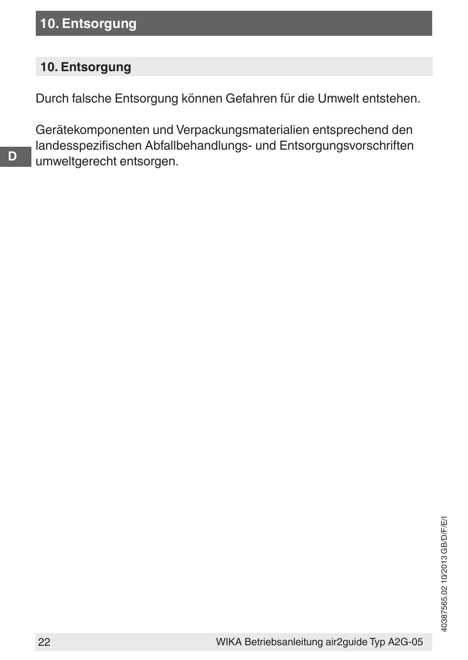 WIKA A2G-05 User Manual | Page 22 / 52