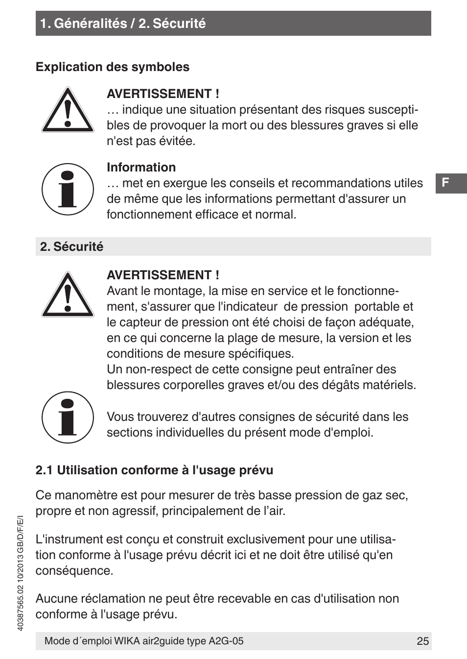 WIKA A2G-05 User Manual | Page 25 / 52