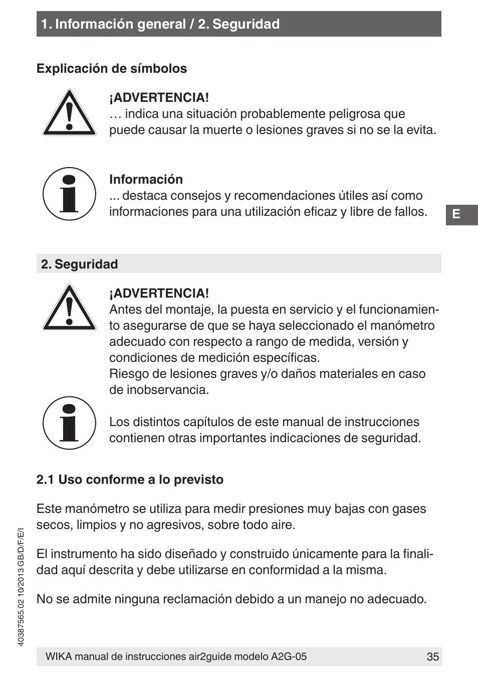 WIKA A2G-05 User Manual | Page 35 / 52