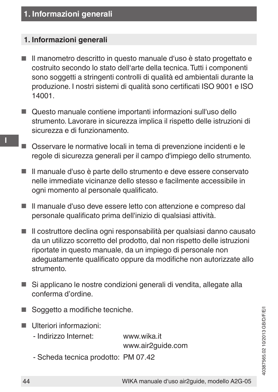WIKA A2G-05 User Manual | Page 44 / 52