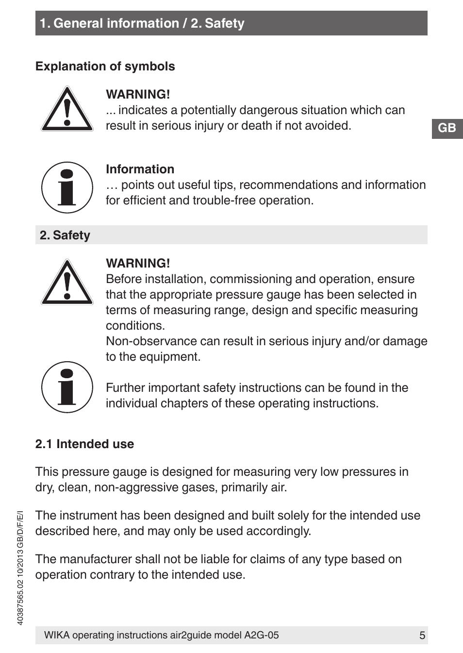 WIKA A2G-05 User Manual | Page 5 / 52