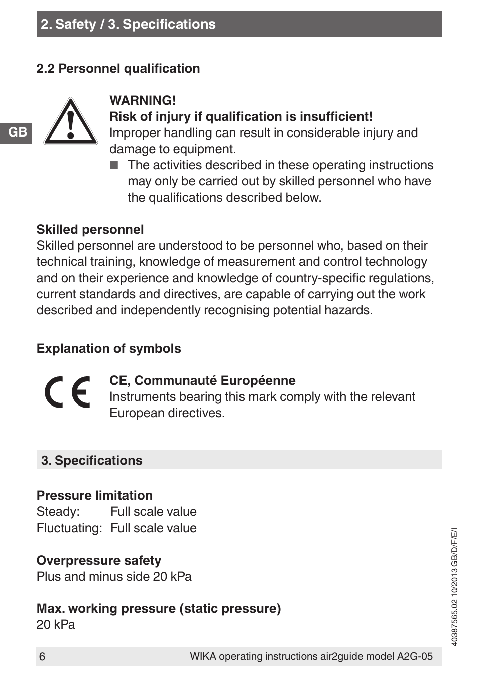 WIKA A2G-05 User Manual | Page 6 / 52