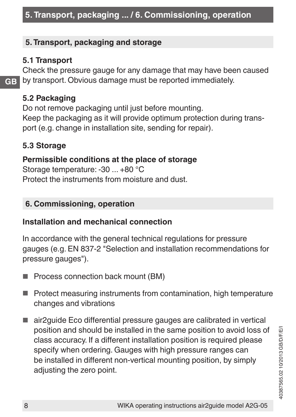 WIKA A2G-05 User Manual | Page 8 / 52