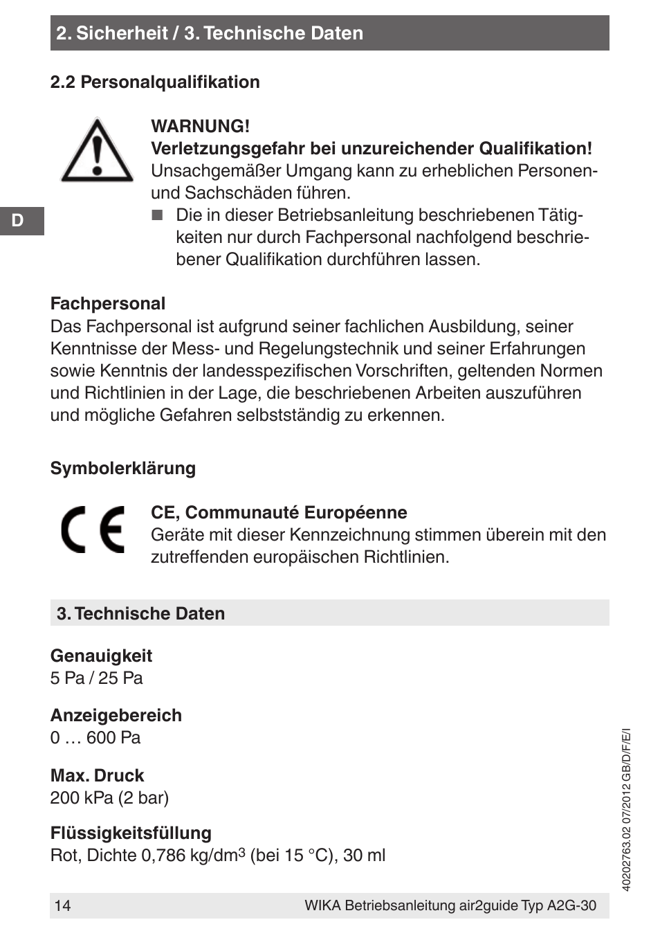 WIKA A2G-30 User Manual | Page 14 / 44