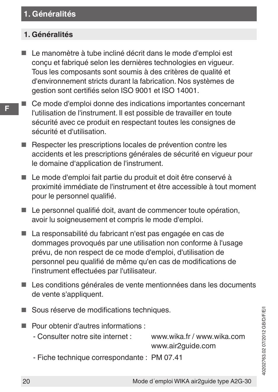 WIKA A2G-30 User Manual | Page 20 / 44