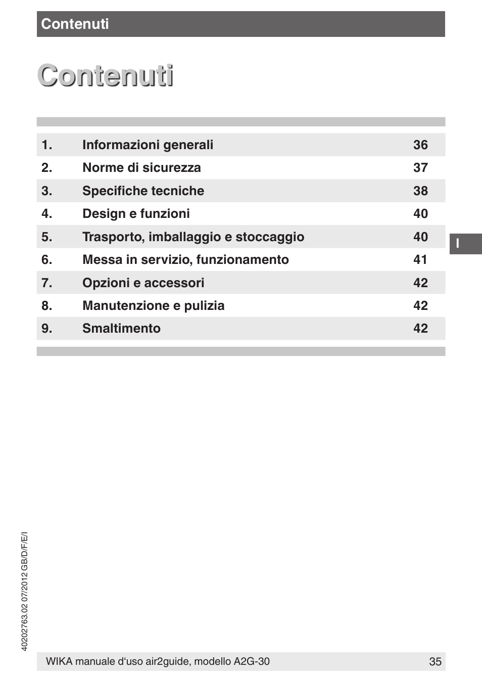 Contenuti | WIKA A2G-30 User Manual | Page 35 / 44