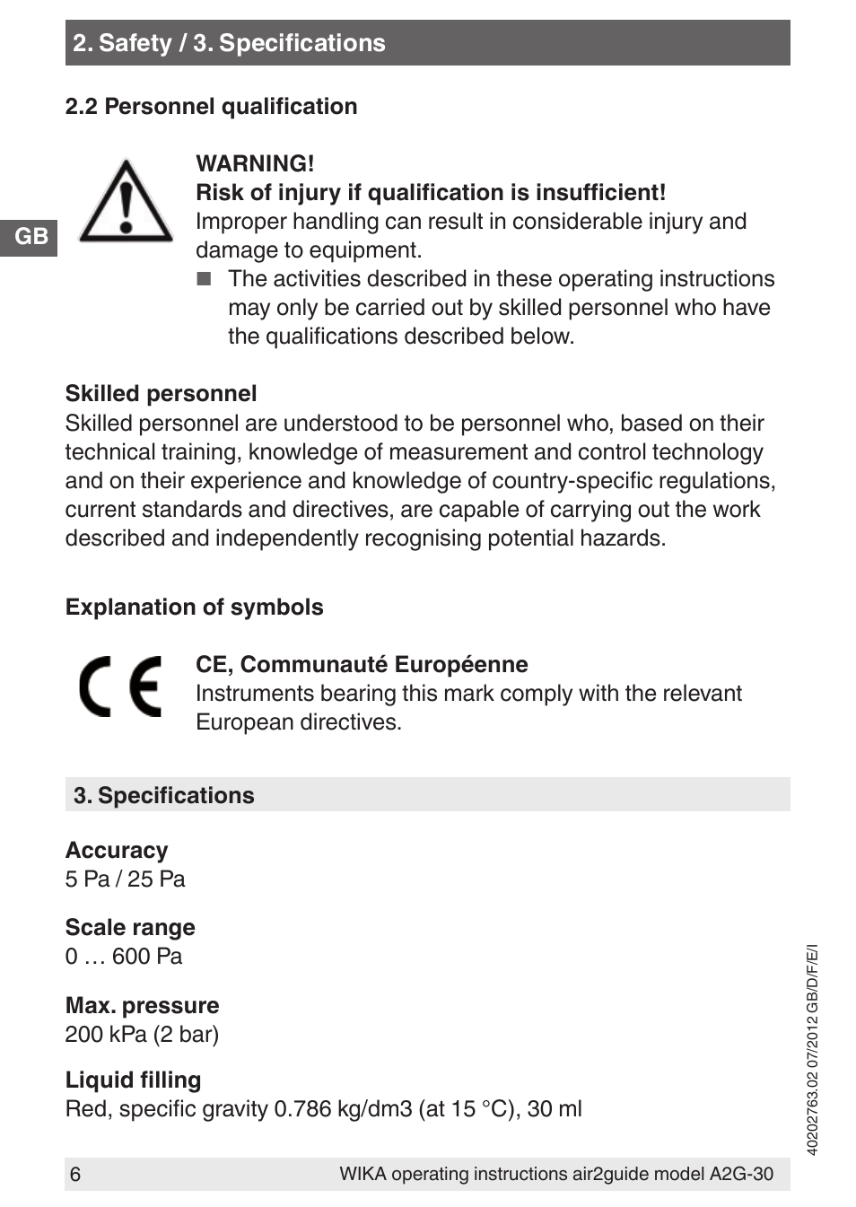 WIKA A2G-30 User Manual | Page 6 / 44