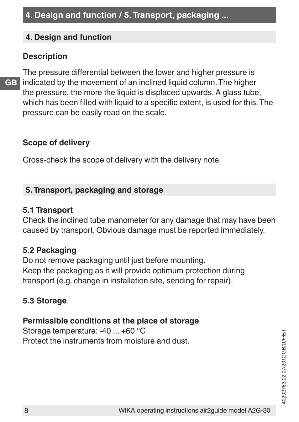 WIKA A2G-30 User Manual | Page 8 / 44