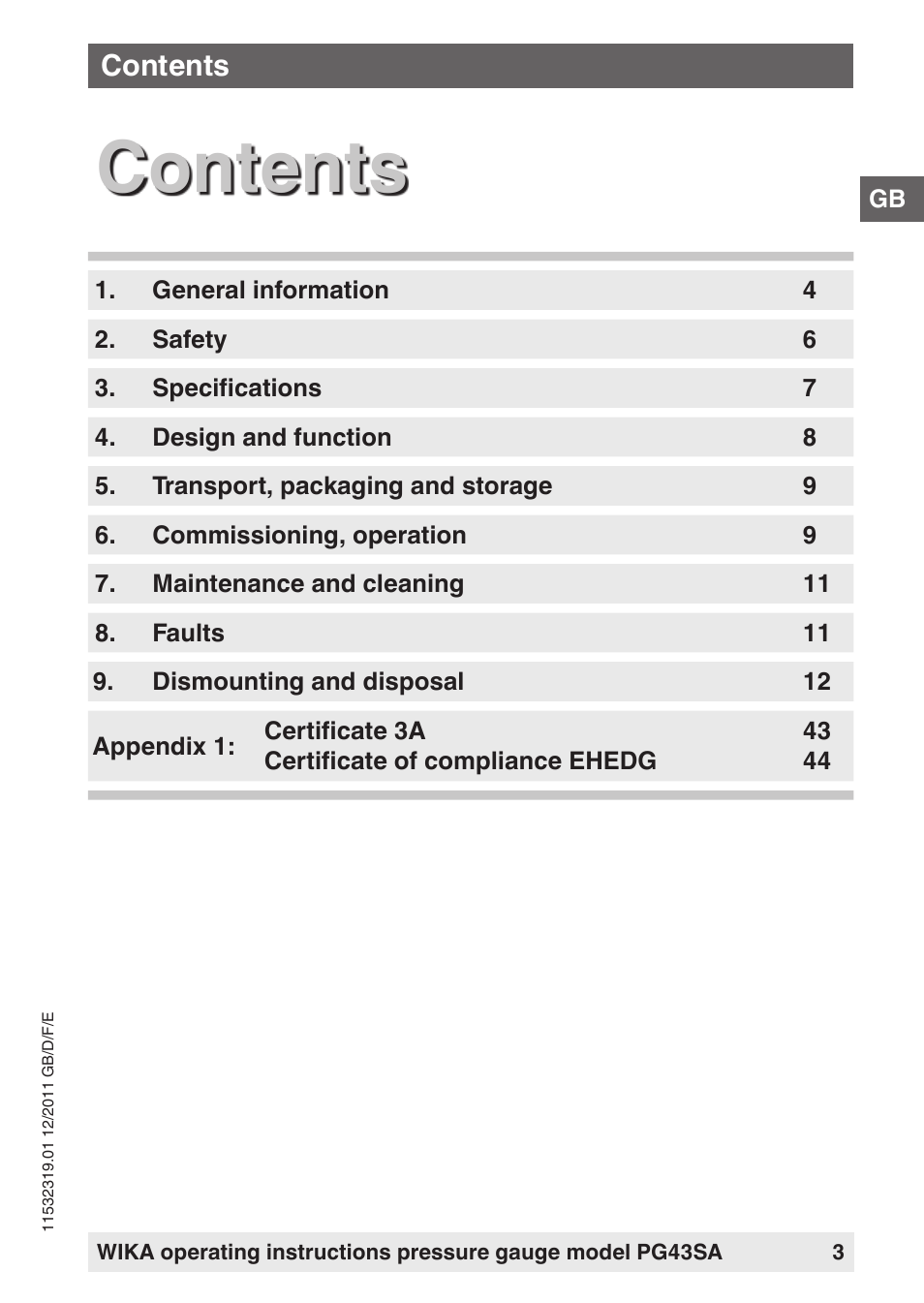 WIKA PG43SA User Manual | Page 3 / 48