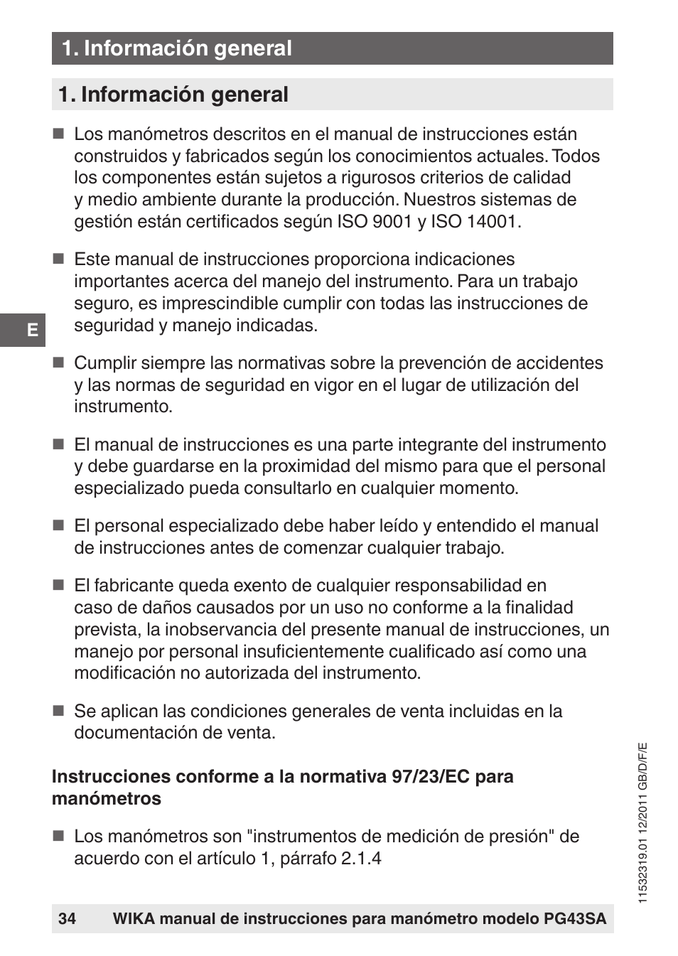 Información general | WIKA PG43SA User Manual | Page 34 / 48