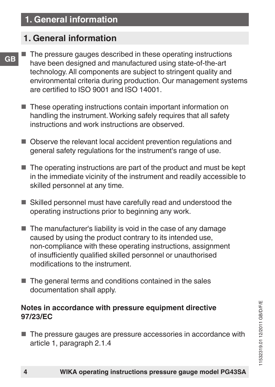 General information | WIKA PG43SA User Manual | Page 4 / 48