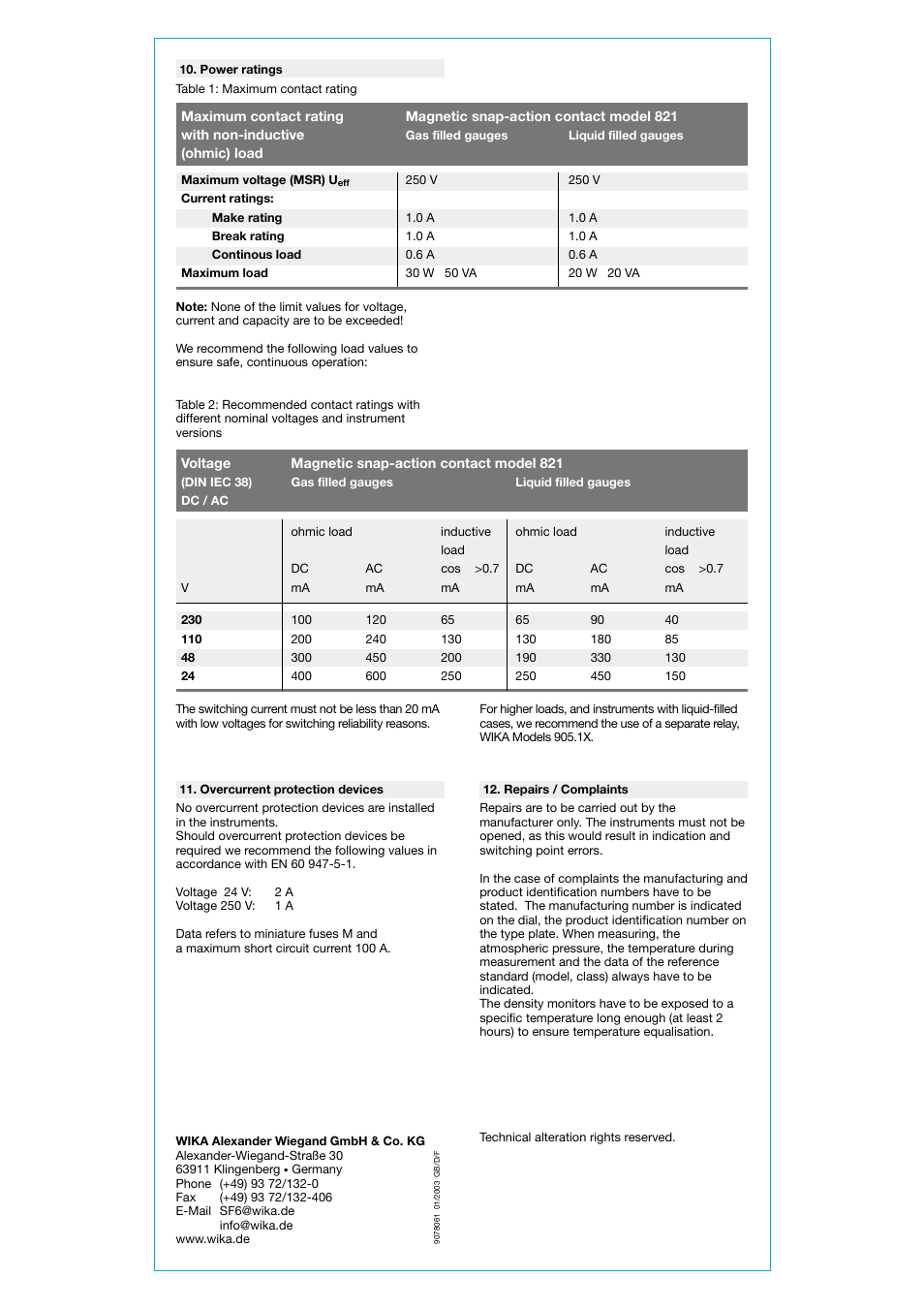 WIKA SF6 User Manual | Page 2 / 2