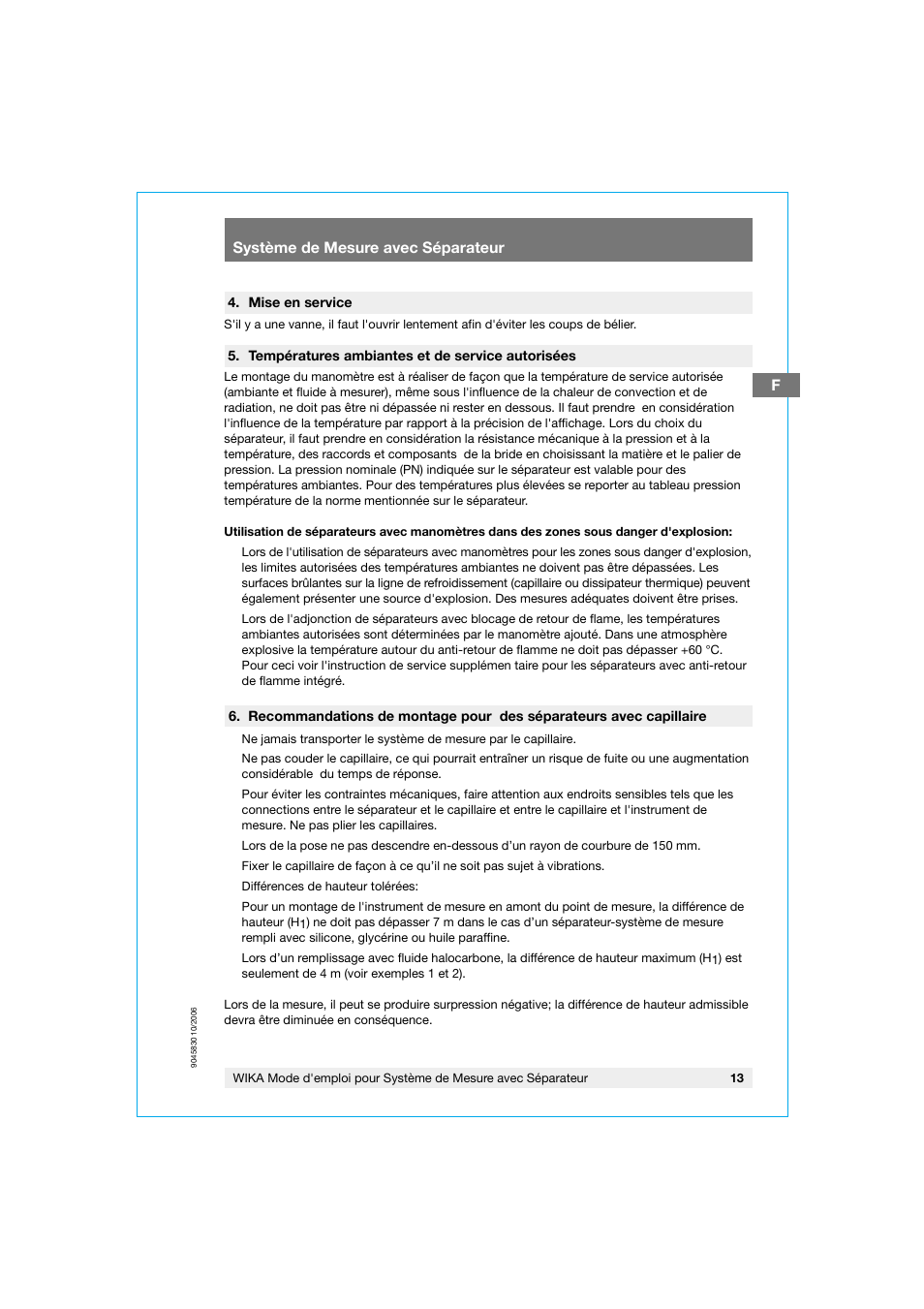 Fsystème de mesure avec séparateur | WIKA 910.27 User Manual | Page 13 / 20