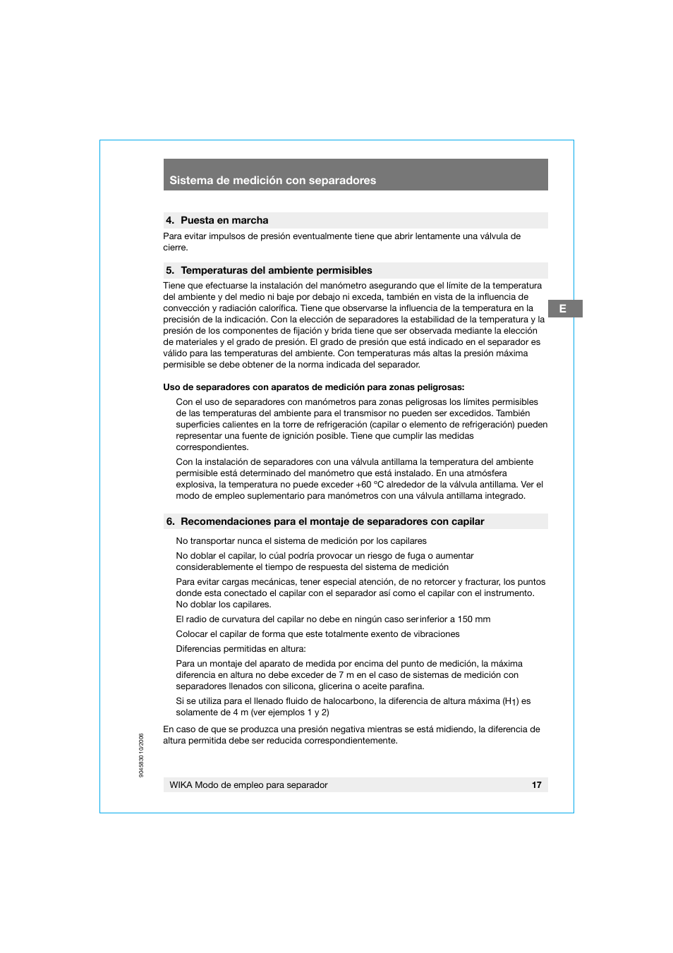 Esistema de medición con separadores | WIKA 910.27 User Manual | Page 17 / 20