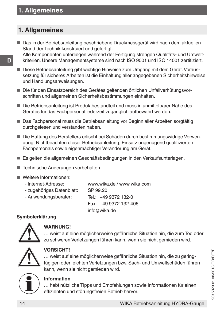 Allgemeines | WIKA Hydra-Gauge User Manual | Page 14 / 44