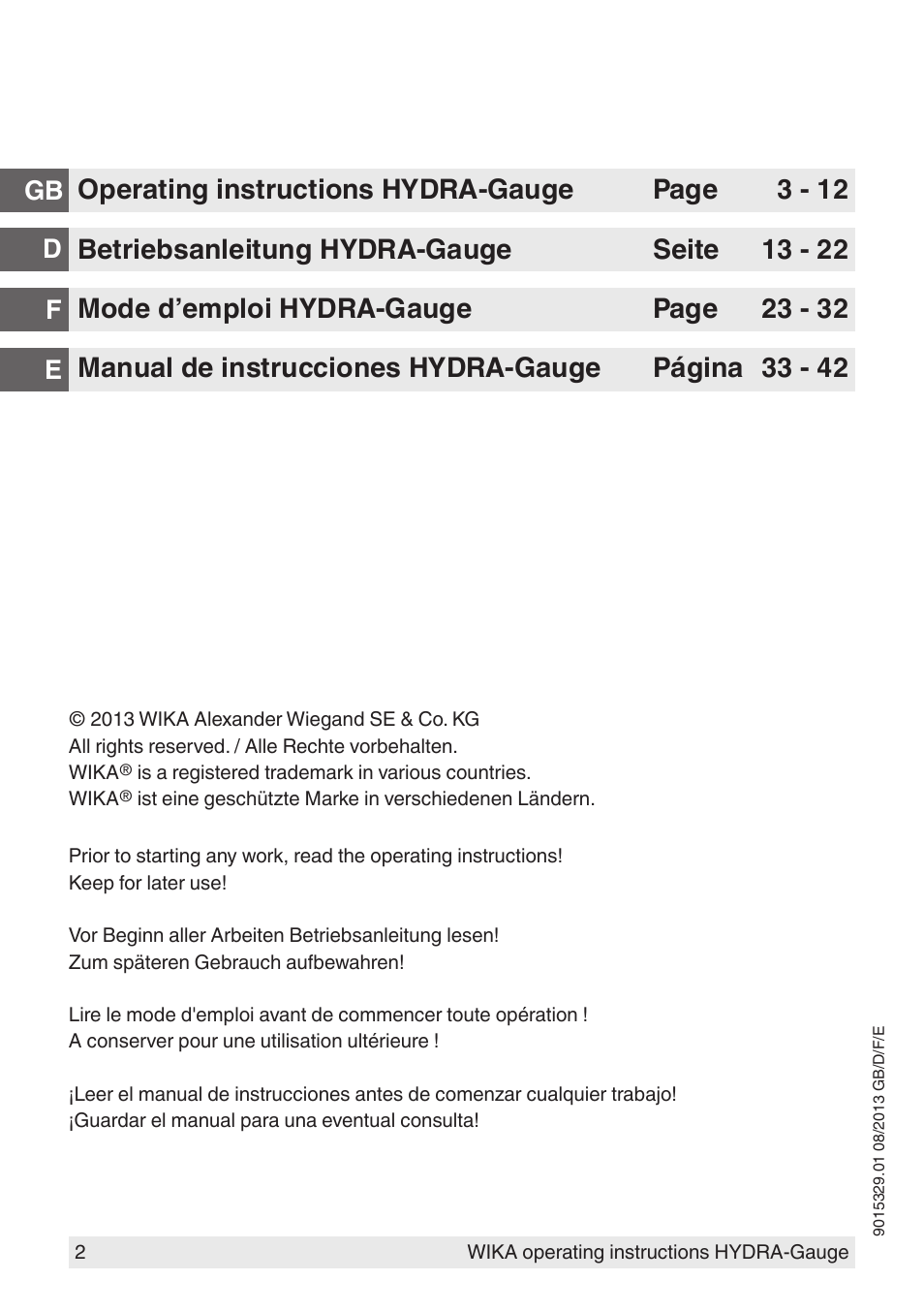 Gb d f e | WIKA Hydra-Gauge User Manual | Page 2 / 44