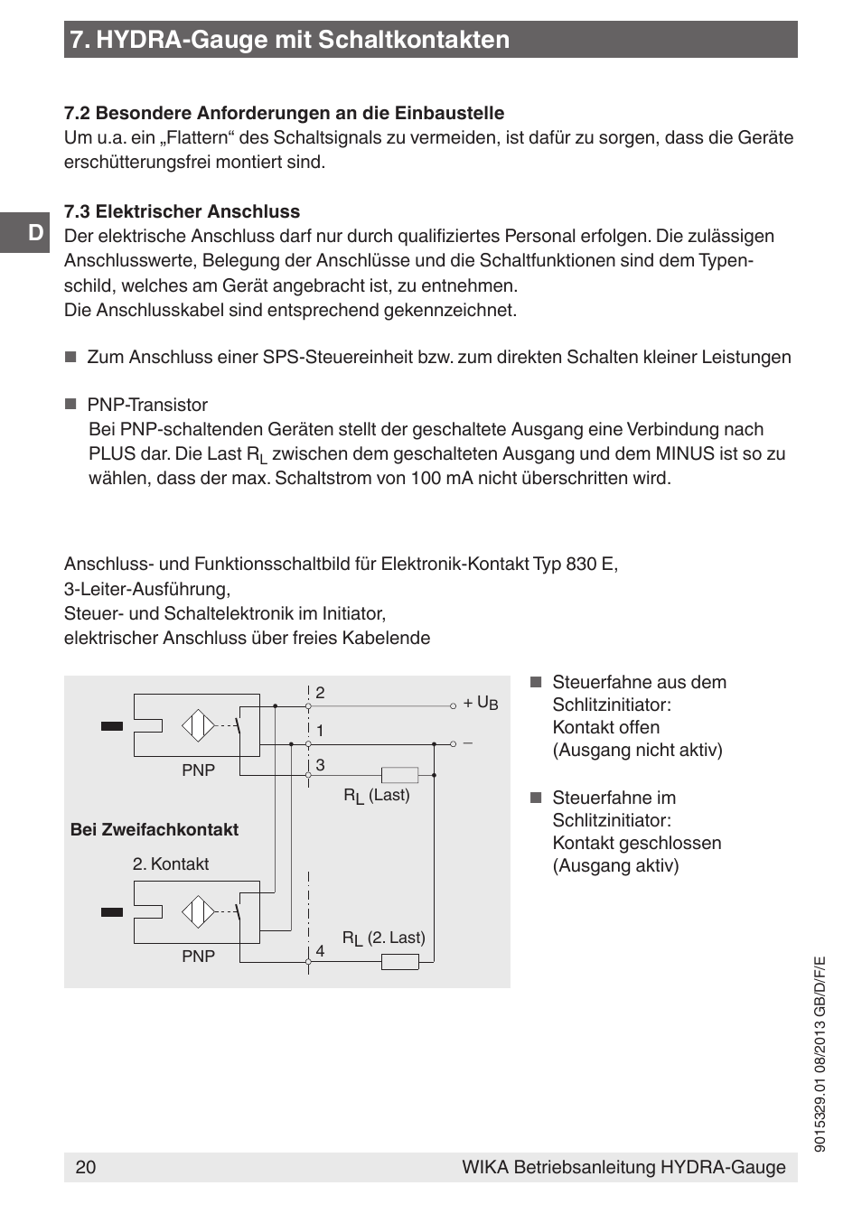 Hydra-gauge mit schaltkontakten | WIKA Hydra-Gauge User Manual | Page 20 / 44