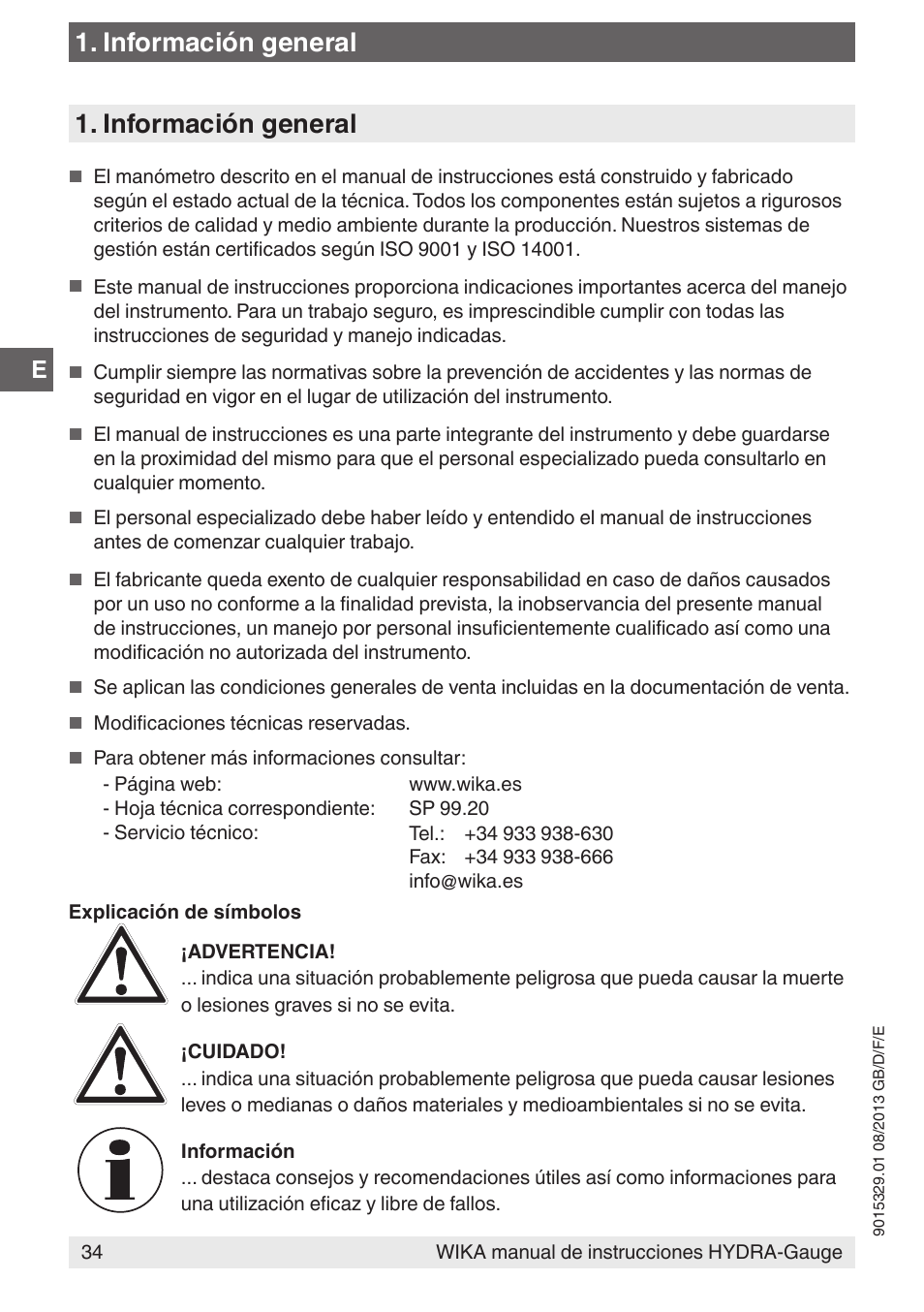 Información general | WIKA Hydra-Gauge User Manual | Page 34 / 44