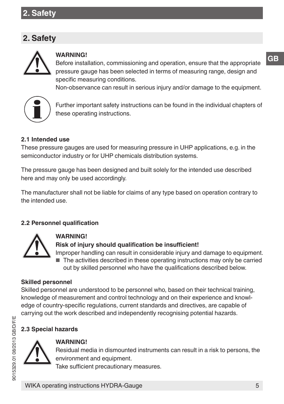 Safety | WIKA Hydra-Gauge User Manual | Page 5 / 44