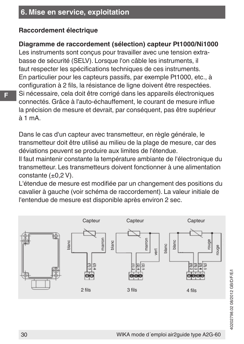 Mise en service, exploitation | WIKA A2G-60 User Manual | Page 30 / 52