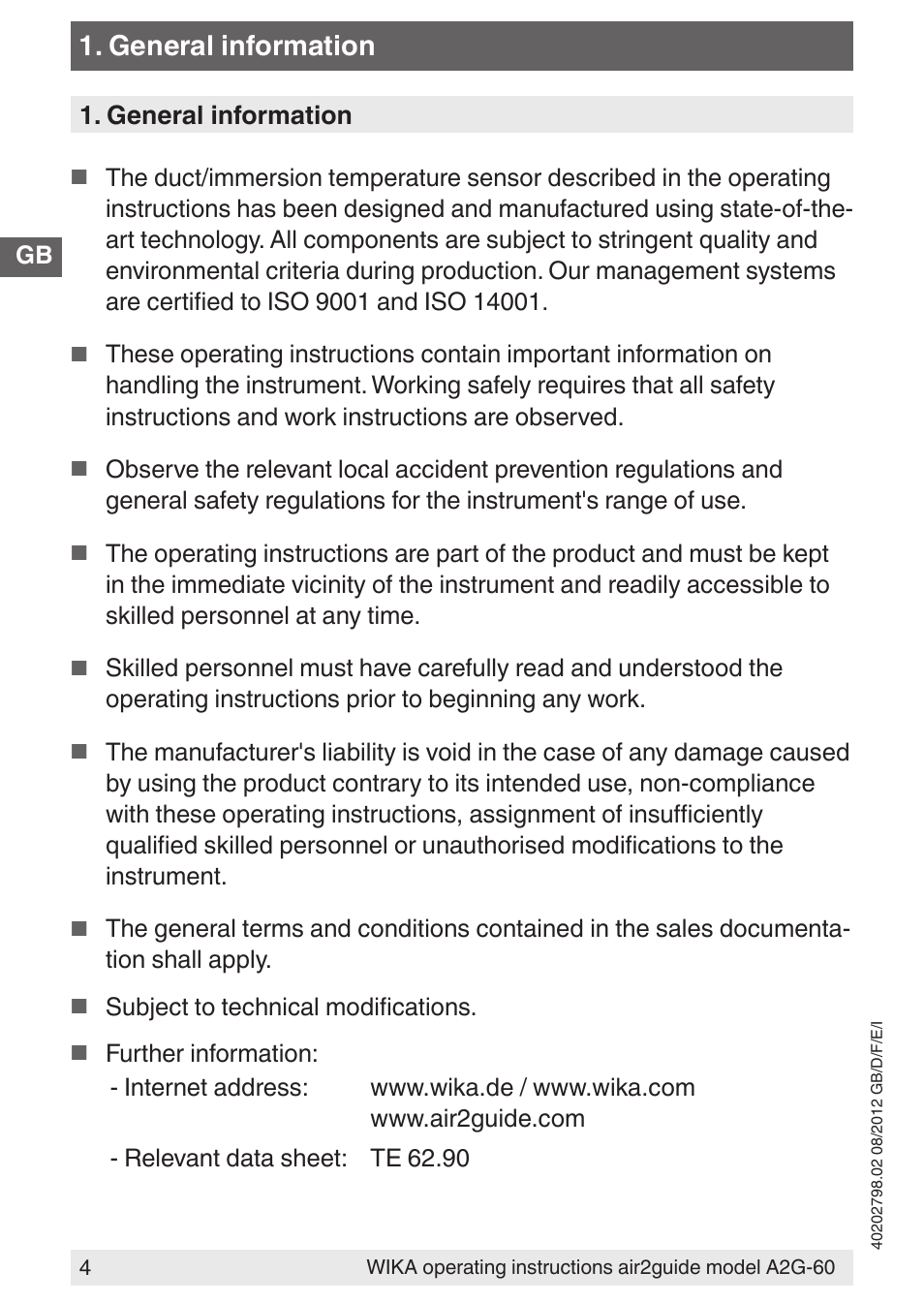 General information | WIKA A2G-60 User Manual | Page 4 / 52