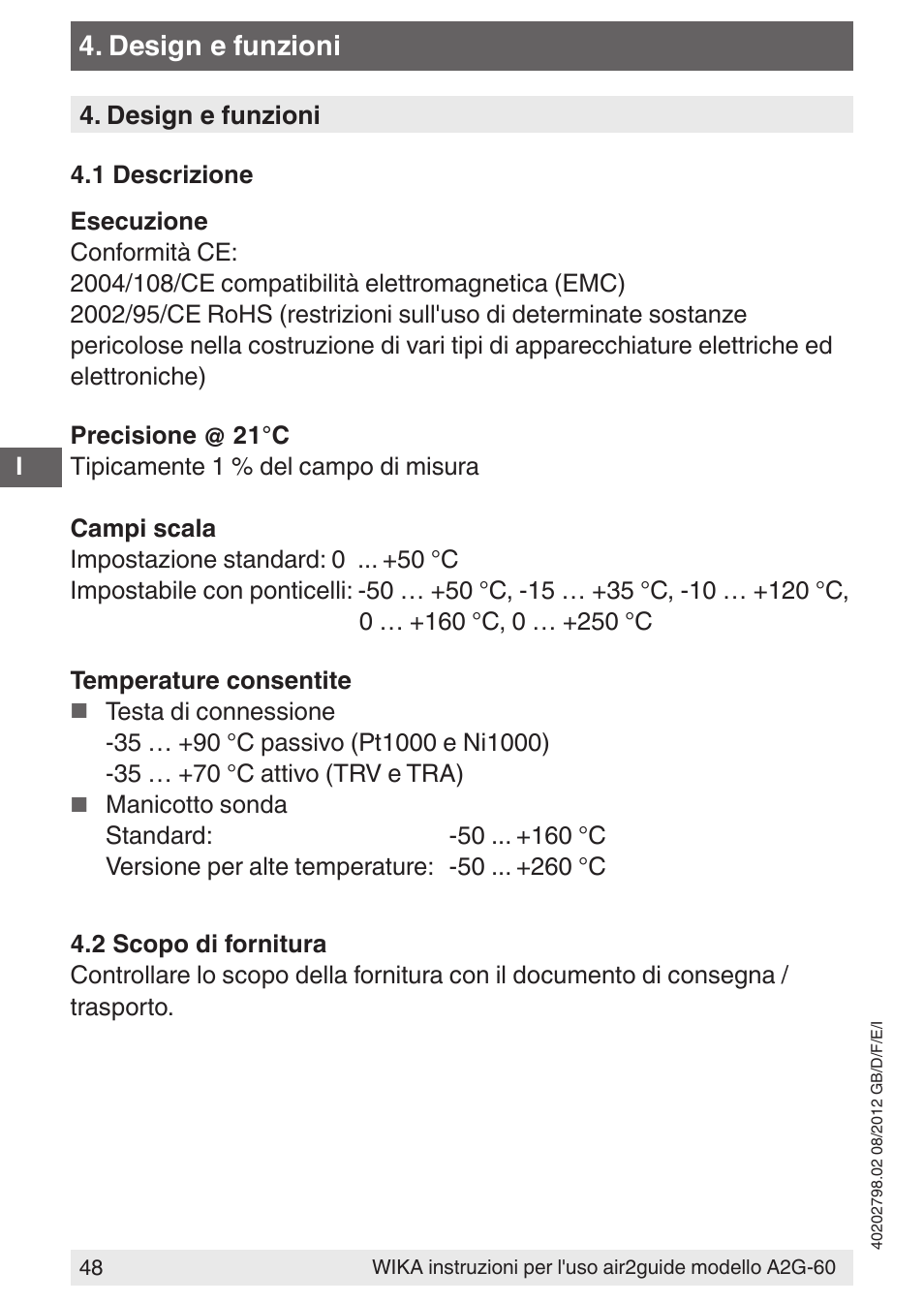 Design e funzioni | WIKA A2G-60 User Manual | Page 48 / 52