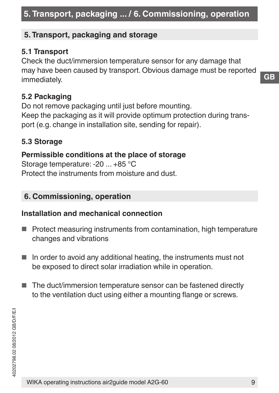 WIKA A2G-60 User Manual | Page 9 / 52
