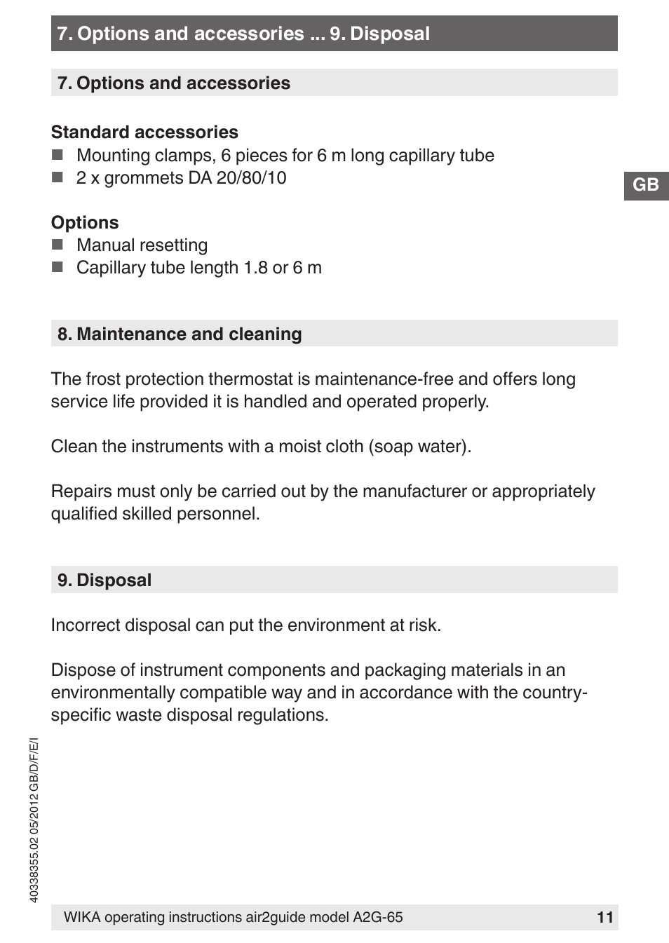 WIKA A2G-65 User Manual | Page 11 / 52