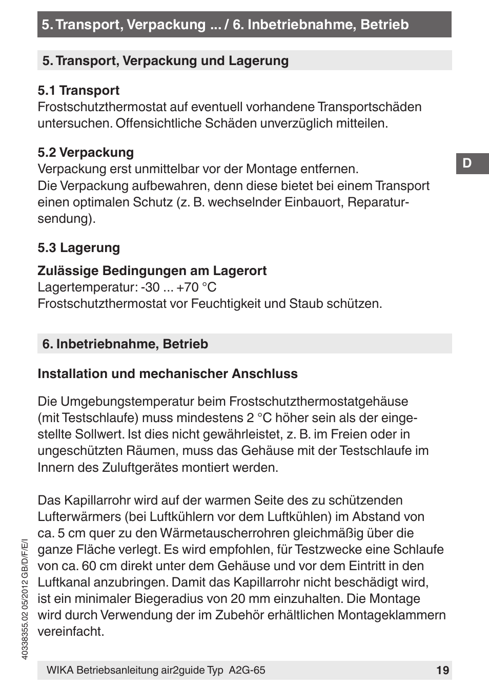 WIKA A2G-65 User Manual | Page 19 / 52