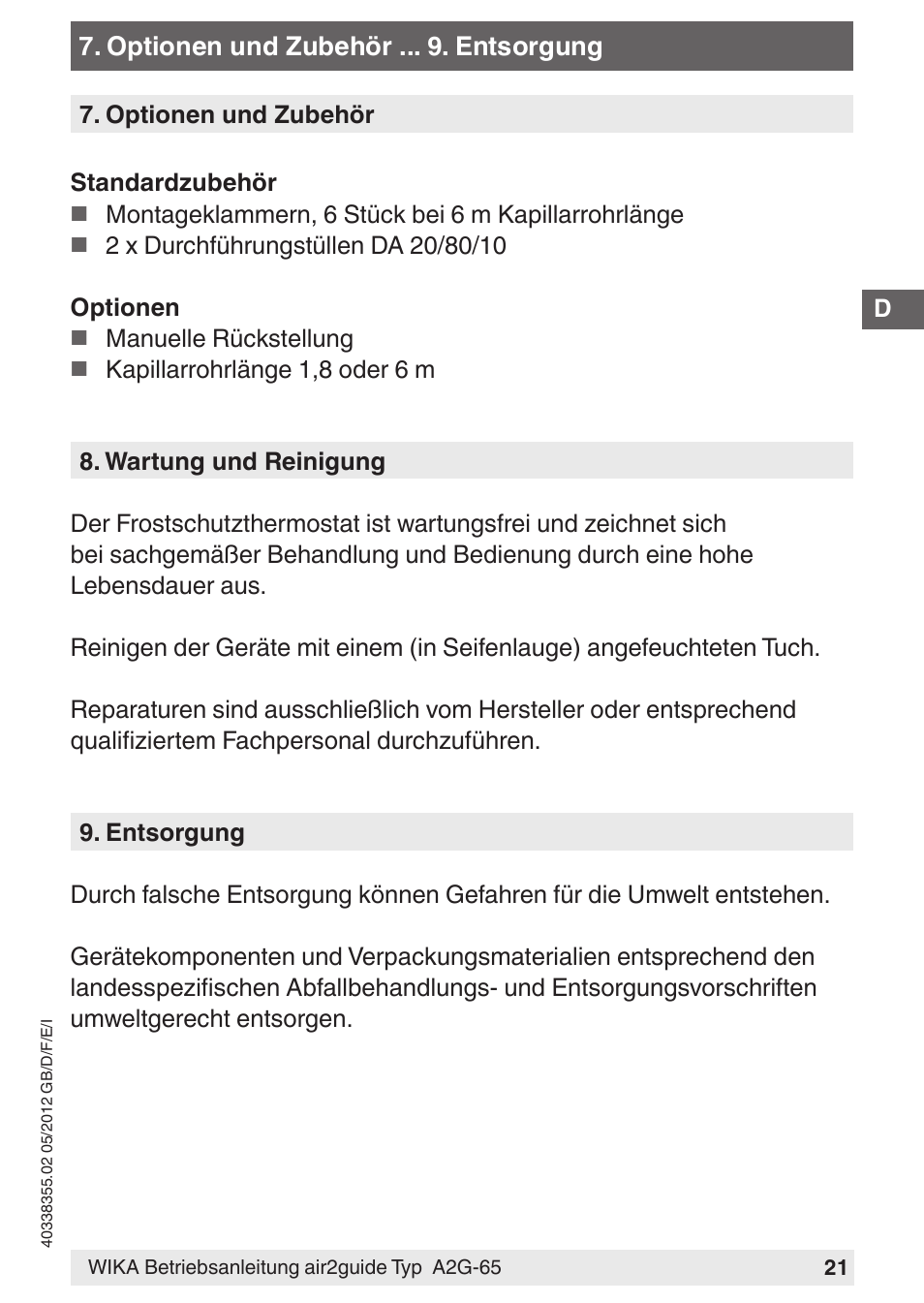 WIKA A2G-65 User Manual | Page 21 / 52