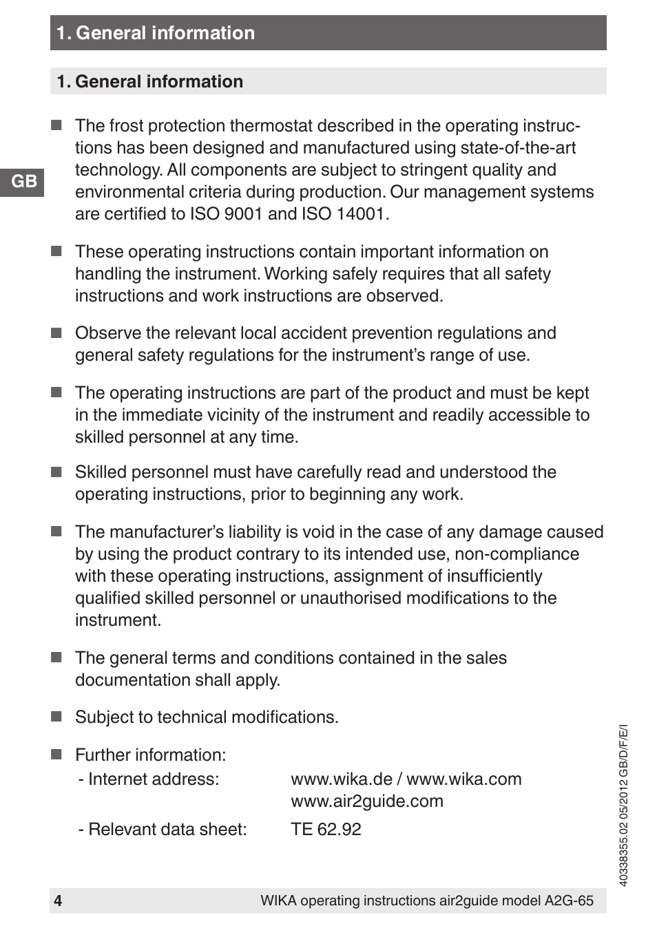 WIKA A2G-65 User Manual | Page 4 / 52
