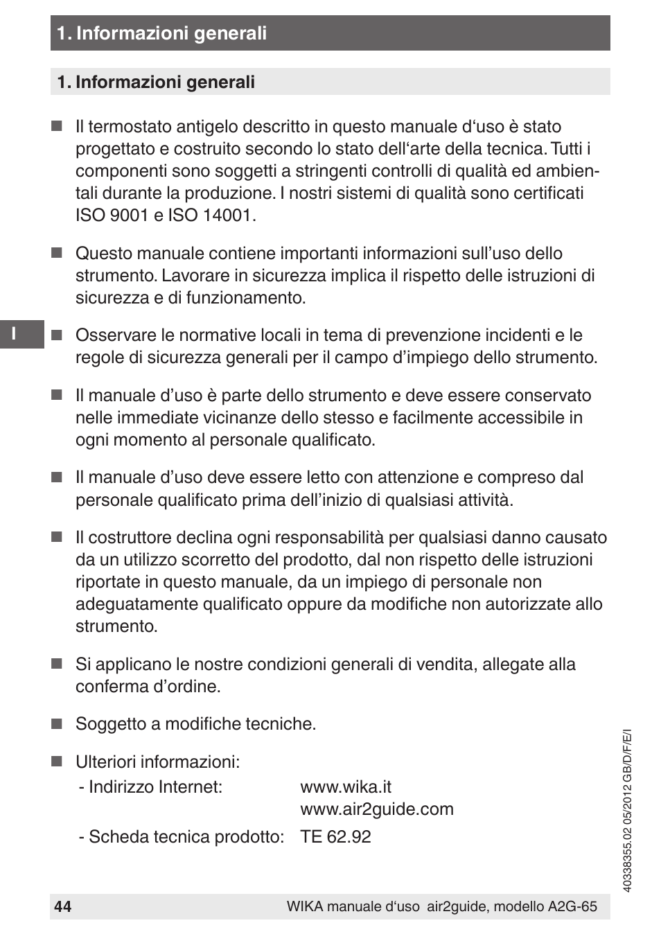 WIKA A2G-65 User Manual | Page 44 / 52