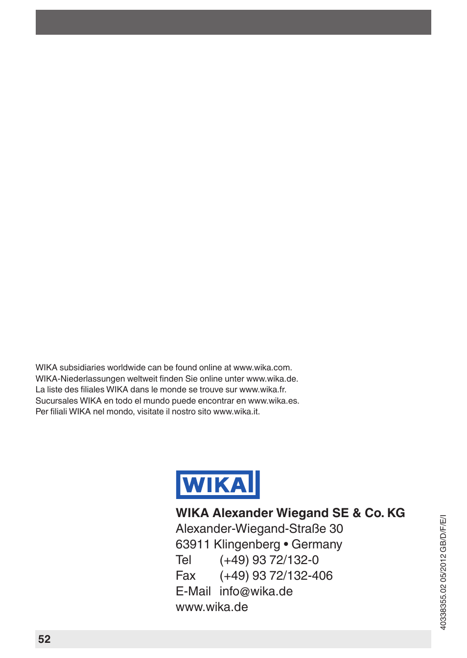 WIKA A2G-65 User Manual | Page 52 / 52