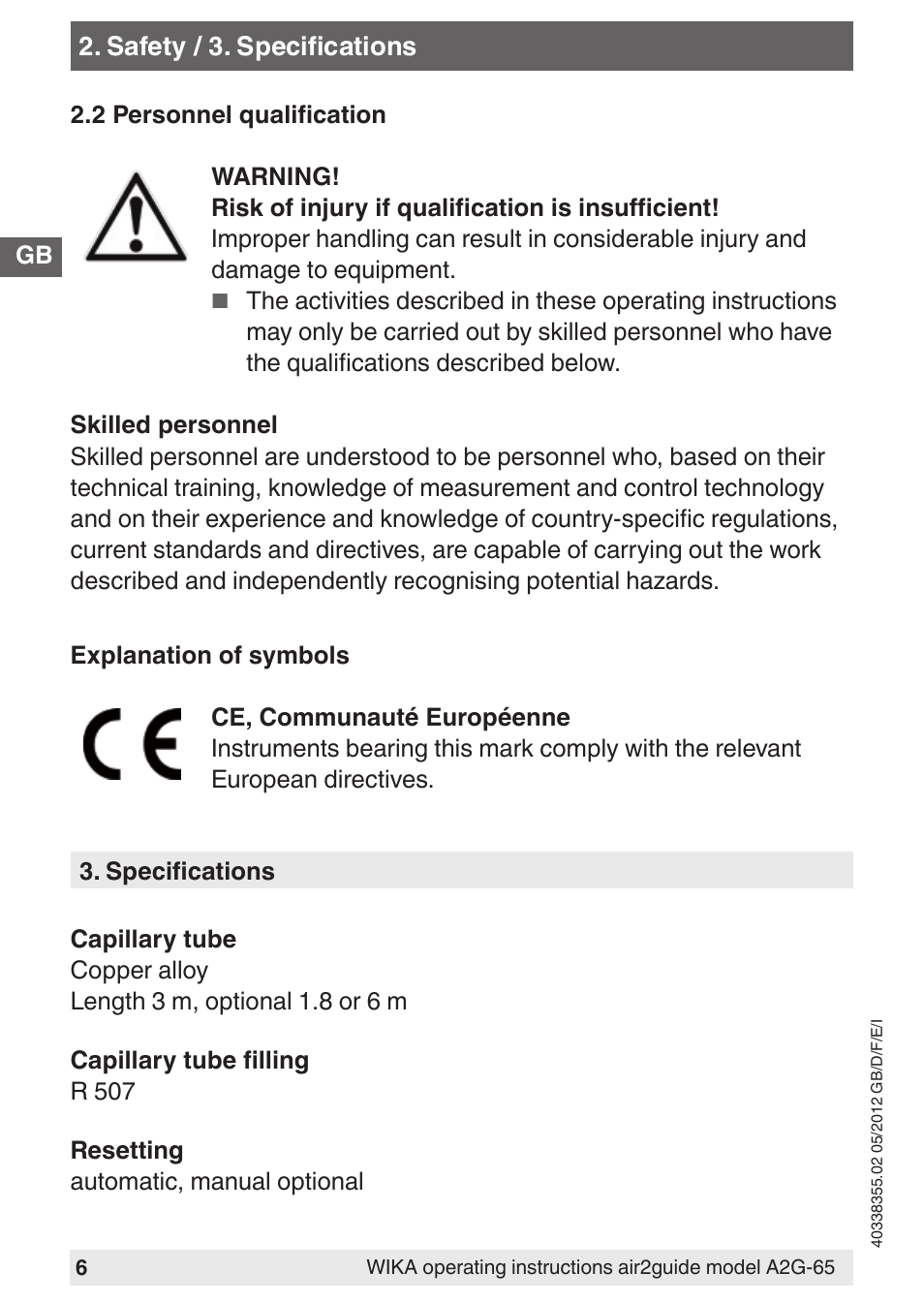 WIKA A2G-65 User Manual | Page 6 / 52